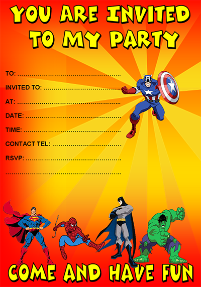 Free Superhero Party Invitation 